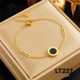  Lắc tay Titan SST Official mặt tròn đá đen khắc số la mã thanh lịch Không Đen Gỉ LT227 