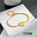  Lắc tay Dây mì ép phối hoa 4 lá Chất liệu Titann cao cấp Không đen gỉ LT239 