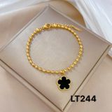  Lắc tay nữ Titan SST Dây bi tròn charm hoa 5 cánh đen Không Đen Gỉ LT244 