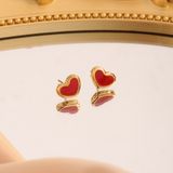  Bông tai Hình trái tim đỏ Chất liệu Titan cao cấp Không đen gỉ BT171 