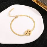  Lắc tay Dây mì ép phối hoa 4 lá Chất liệu Titann cao cấp Không đen gỉ LT239 