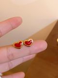  Bông tai Hình trái tim đỏ Chất liệu Titan cao cấp Không đen gỉ BT171 