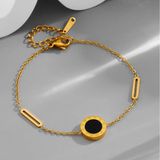  Lắc tay Titan SST Official mặt tròn đá đen khắc số la mã thanh lịch Không Đen Gỉ LT227 