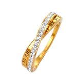  Nhẫn kiểu Vô cực khắc số la mã phối đá Chất liệu Titan cao cấp Không đen gỉ N246 