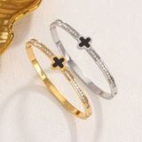  Vòng Tay Cỏ 4 lá đính đá nửa vòng Chất liệu Titan cao cấp Không đen gỉ VT72 