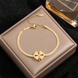  Lắc tay Dây mì ép phối hoa 4 lá Chất liệu Titann cao cấp Không đen gỉ LT239 