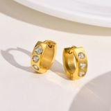  Bông tai Khoen tròn đính 3 viên đá tròn Chất liệu Titan cao cấp Không đen gỉ BT169 