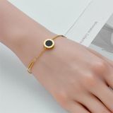  Lắc tay Titan SST Official mặt tròn đá đen khắc số la mã thanh lịch Không Đen Gỉ LT227 