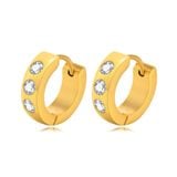  Bông tai Khoen tròn đính 3 viên đá tròn Chất liệu Titan cao cấp Không đen gỉ BT169 