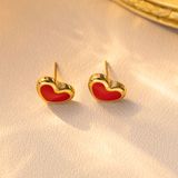  Bông tai Hình trái tim đỏ Chất liệu Titan cao cấp Không đen gỉ BT171 