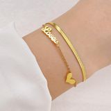  Lắc tay Titan SST Dây đôi chữ Love phối trái tim  dây mì thanh lịch Không Đen Gỉ LT16 