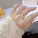  Nhẫn Titan SST Kiểu Hồ Điệp kim sa hở đính đá thanh lịch Không Đen Gỉ N39 