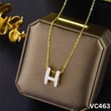  Dây Chuyền Titan SST Chữ H màu trắng thanh lịch Không Đen Gỉ VC463 