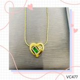  Dây chuyền Titan SST Mặt trái tim phối đá xanh Không Đen Gỉ VC477 