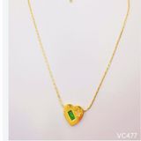  Dây chuyền Titan SST Mặt trái tim phối đá xanh Không Đen Gỉ VC477 