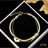  Lắc tay Titan SST Dây đôi chữ Love phối trái tim  dây mì thanh lịch Không Đen Gỉ LT16 