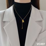  Dây chuyền Titan SST Mặt gấu LV sang trọng dây rút VC497 