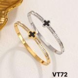  Vòng Tay Cỏ 4 lá đính đá nửa vòng Chất liệu Titan cao cấp Không đen gỉ VT72 