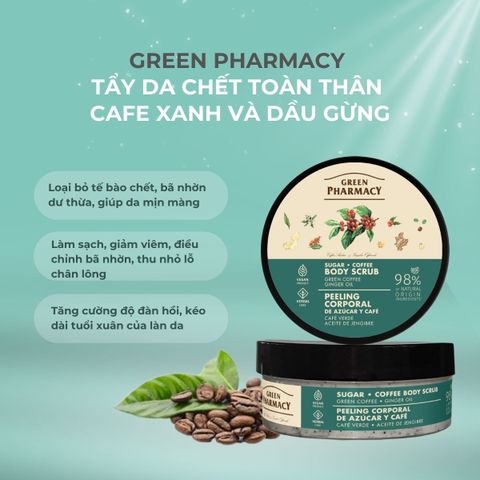 Tẩy da chết toàn thân Green Pharmacy Cafe xanh và dầu gừng 200ml