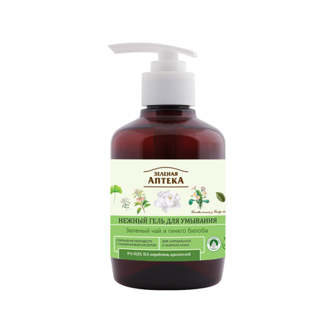 Gel rửa mặt Green Pharmacy chiết xuất Trà xanh và Lá bạch quả 270ml - Dành cho da thường & da dầu