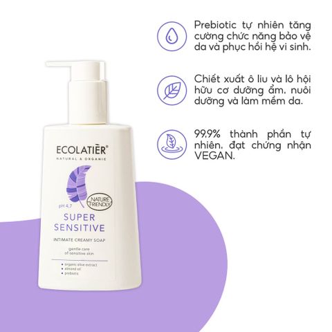 Dung dịch vệ sinh phụ nữ ECOLATIER Super Sensitive dành cho da nhạy cảm 250ml