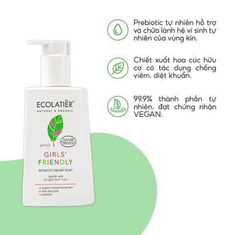 Dung dịch vệ sinh ECOLATIER Girls’ Friendly dành cho bé gái từ 3 tuổi trở lên 250ml