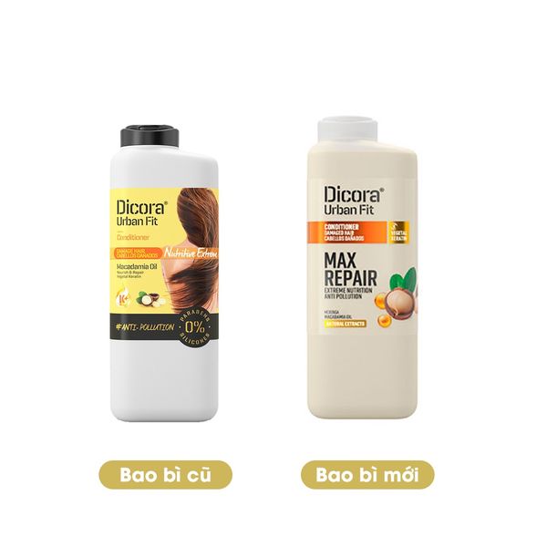 Combo Dầu gội - xả Dicora Urban Fit Macadamia phục hồi tóc hư tổn 400ml