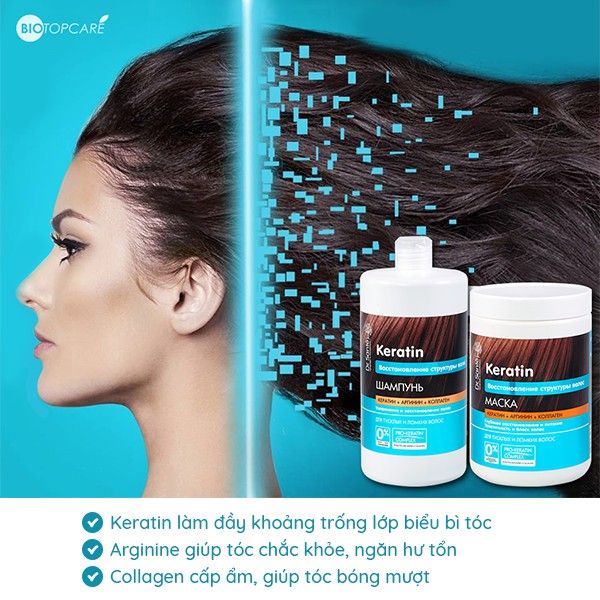 Kem ủ Dr.Sante Keratin phục hồi cấu trúc tóc 1000ml