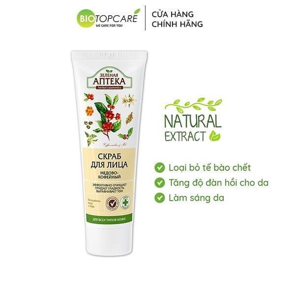 Tẩy tế bào da chết Zelenaya Apteka chiết xuất Mật ong và Cafe 75ml
