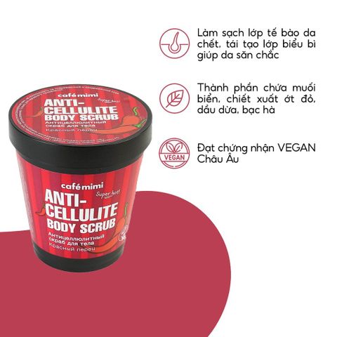 Tẩy tế bào chết toàn thân Cafemimi chống mỡ cứng từ chiết xuất ớt đỏ 310g