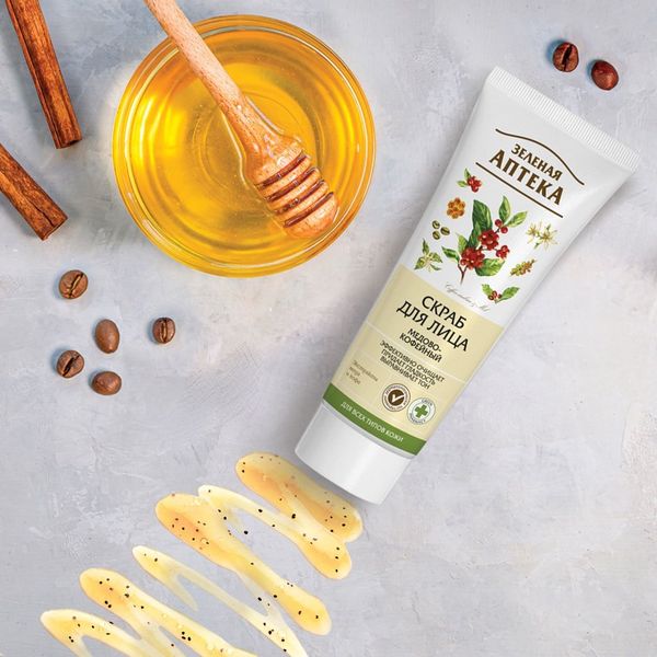 Tẩy tế bào da chết Zelenaya Apteka chiết xuất Mật ong và Cafe 75ml