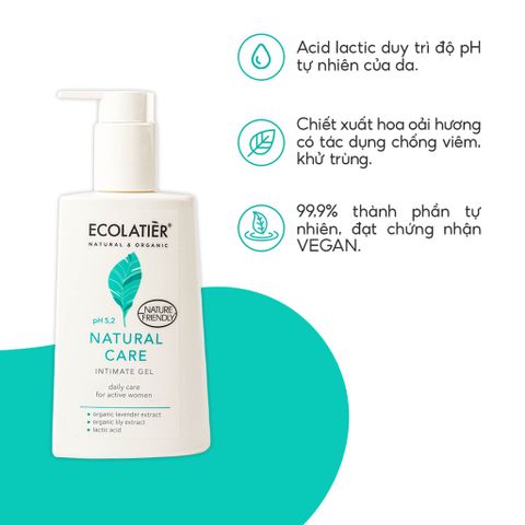 Dung dịch vệ sinh ECOLATIER Natural Care chăm sóc nhẹ nhàng 250ml