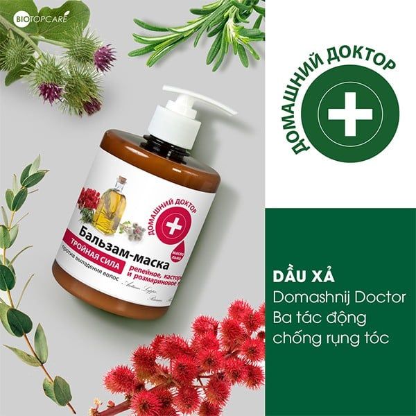 Cặp dầu gội xả Domashnij Doctor ba tác động chống rụng tóc