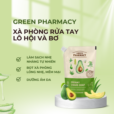 Xà phòng rửa tay Green Pharmacy Lô hội và Bơ dạng túi 460ml