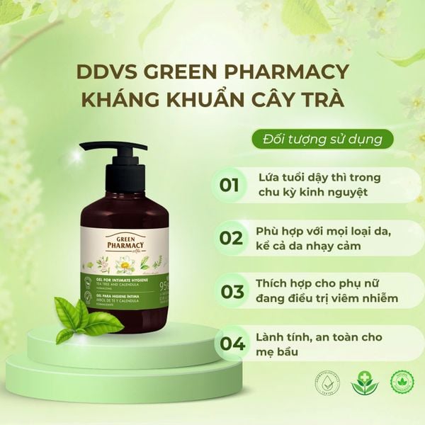 Dung Dịch Vệ Sinh Phụ Nữ Green Pharmacy Kháng Khuẩn Cây Trà 370ml