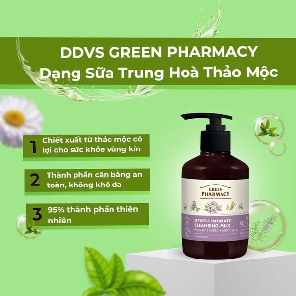 Dung Dịch Vệ Sinh Phụ Nữ Green Pharmacy Dạng Sữa Trung Hòa “Thảo Mộc” 370ml