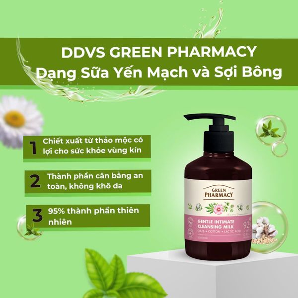 Dung Dịch Vệ Sinh Dạng Sữa Green Pharmacy Làm Dịu Da “Yến Mạch và Hạt Bông” 370ml