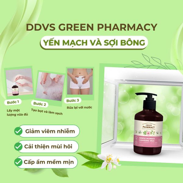 Dung Dịch Vệ Sinh Dạng Sữa Green Pharmacy Làm Dịu Da “Yến Mạch và Hạt Bông” 370ml