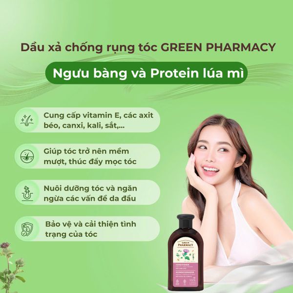 Dầu xả Green Pharmacy chống rụng tóc cây ngưu bàng và protein lúa mì 300ml