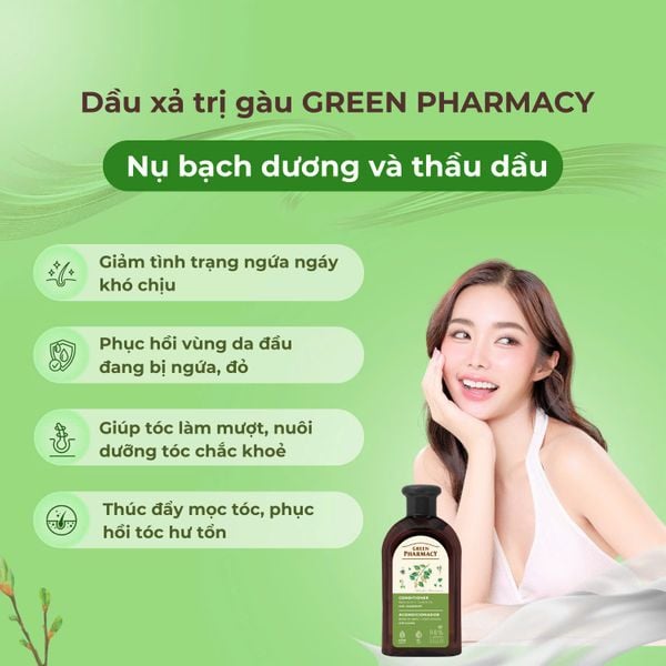 Dầu xả Green Pharmacy ngăn ngừa gàu nụ bạch dương và thầu dầu 300ml