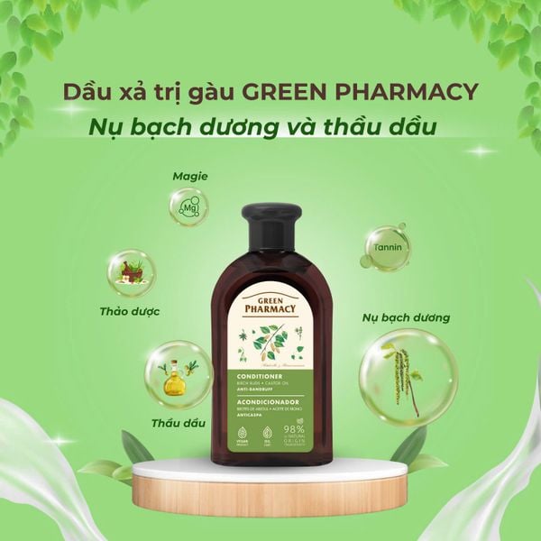 Dầu xả Green Pharmacy ngăn ngừa gàu nụ bạch dương và thầu dầu 300ml