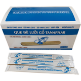  Que đè lưỡi gỗ Tanaphar, đã tiệt trùng, hộp 100 cái, gỗ tự nhiên, thớ mịn, sản xuất tại Việt Nam 