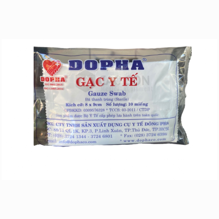  Gạc tiệt trùng, gói 10 miếng, đảm bảo vệ sinh, thương hiệu DOPHA, sản xuất tại Việt Nam 
