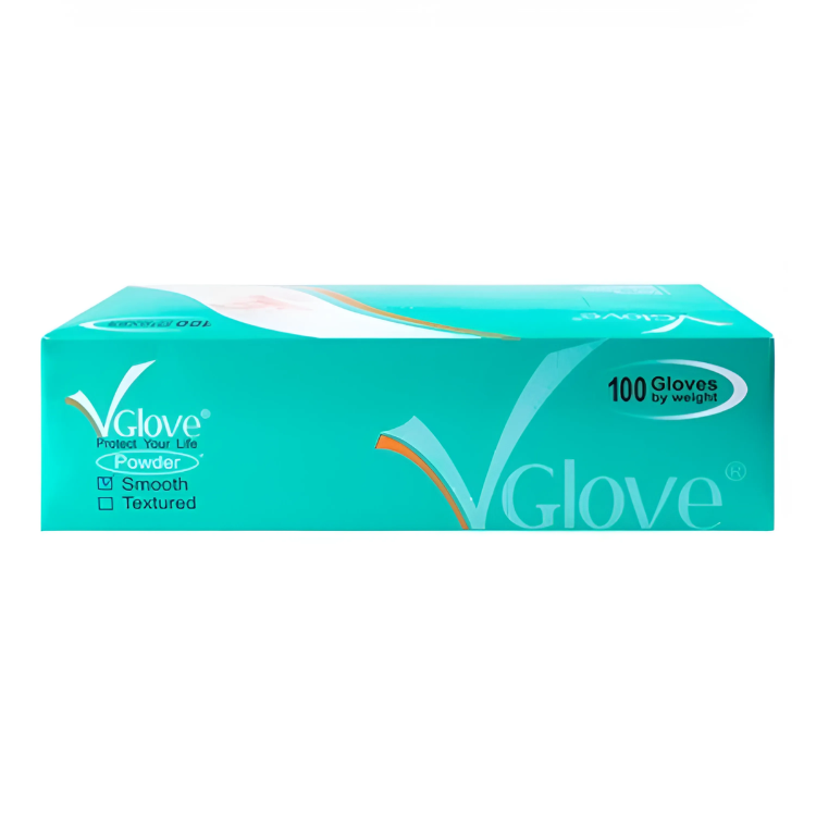 Găng tay có bột VGLOVES, chuyên dùng cho spa, y tế, thực phẩm, phun xăm, thương hiệu Khải Hoàn, hộp 100 cái, sản xuất tại Việt Nam 