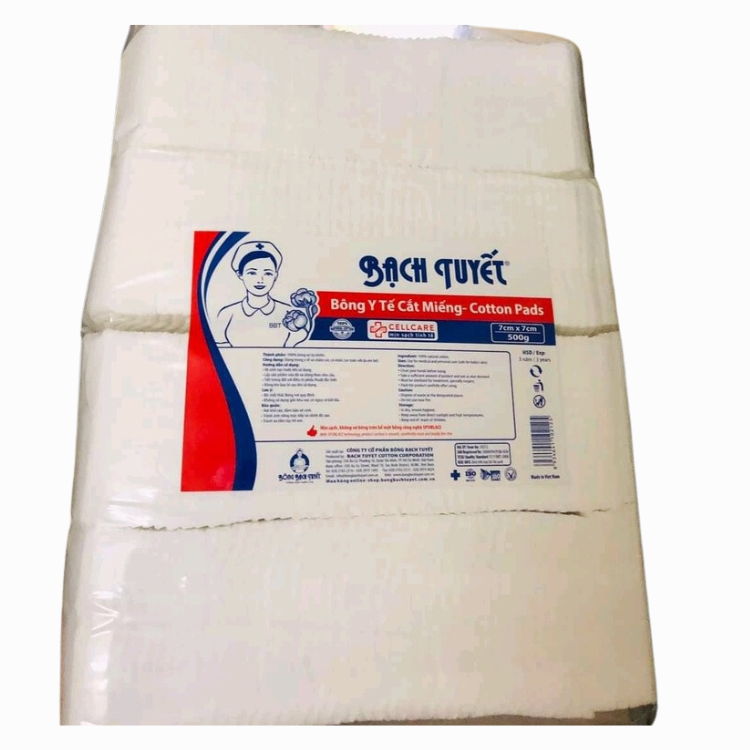  Gòn cắt miếng Bạch Tuyết, chất liệu mềm mại, thấm hút tốt, dùng trong y tế 