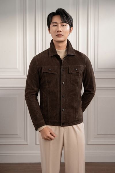 Áo khoác nâu da lộn - AK063N