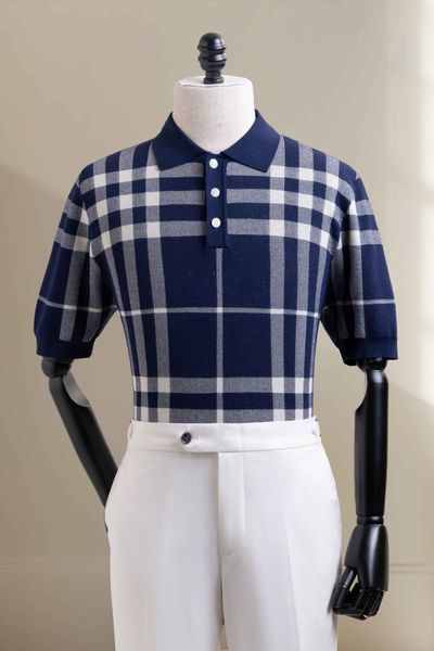 Áo mongtoghi xanh tím than họa tiết kẻ ô - AP190TT