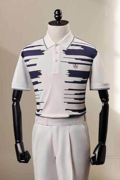 Áo polo trắng vằn đen - AP220