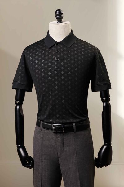 Áo polo đen họa tiết - AP221