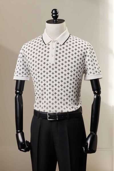 Áo polo trắng họa tiết - AP222